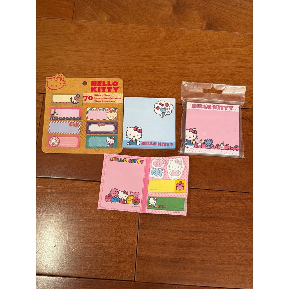 Sanrio Hello Kitty Sticky Notes Flags Bundle Pink Blue Stationery Set OS